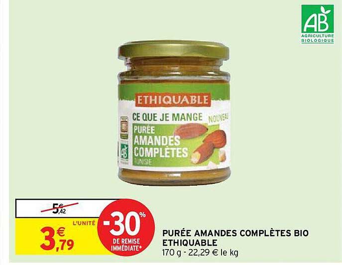 purée amandes complètes bio éthiquable