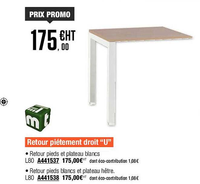 retour piétement droit "u"