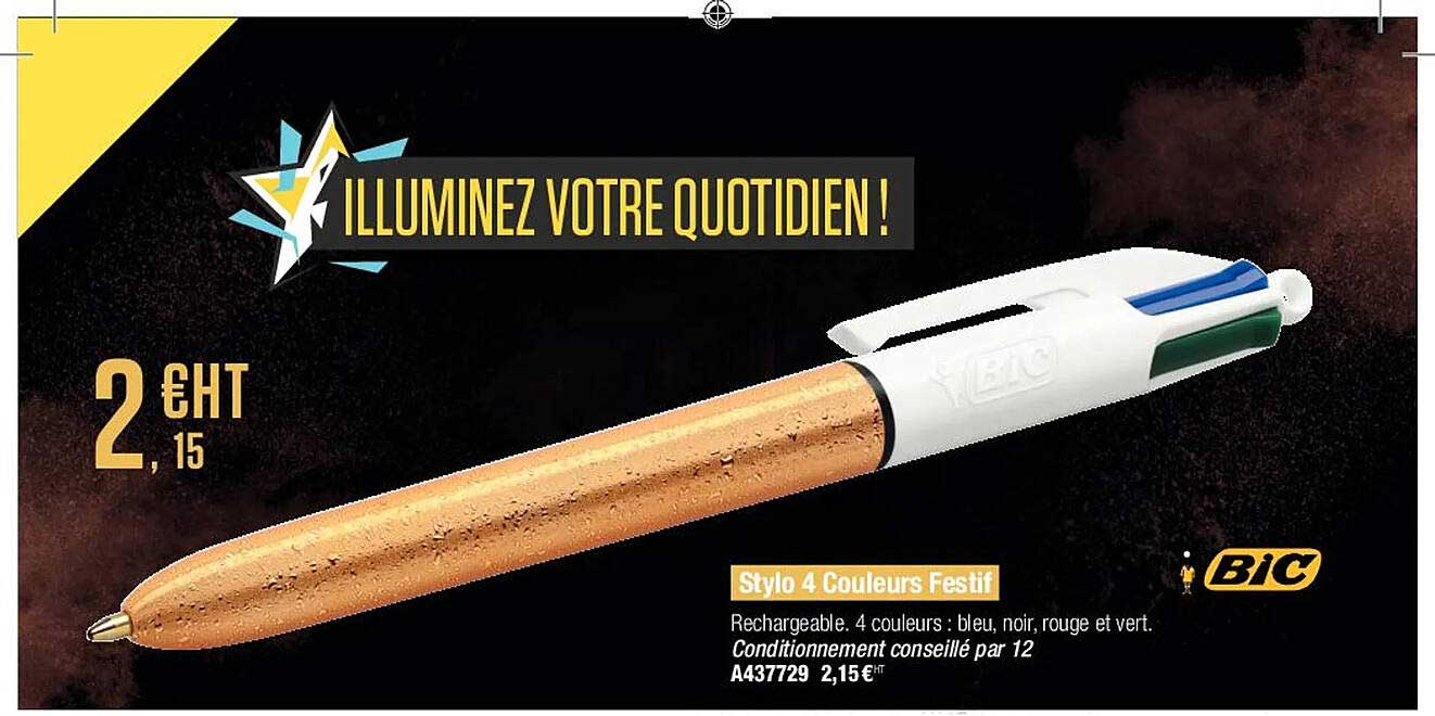 stylo 4 couleurs festif bic
