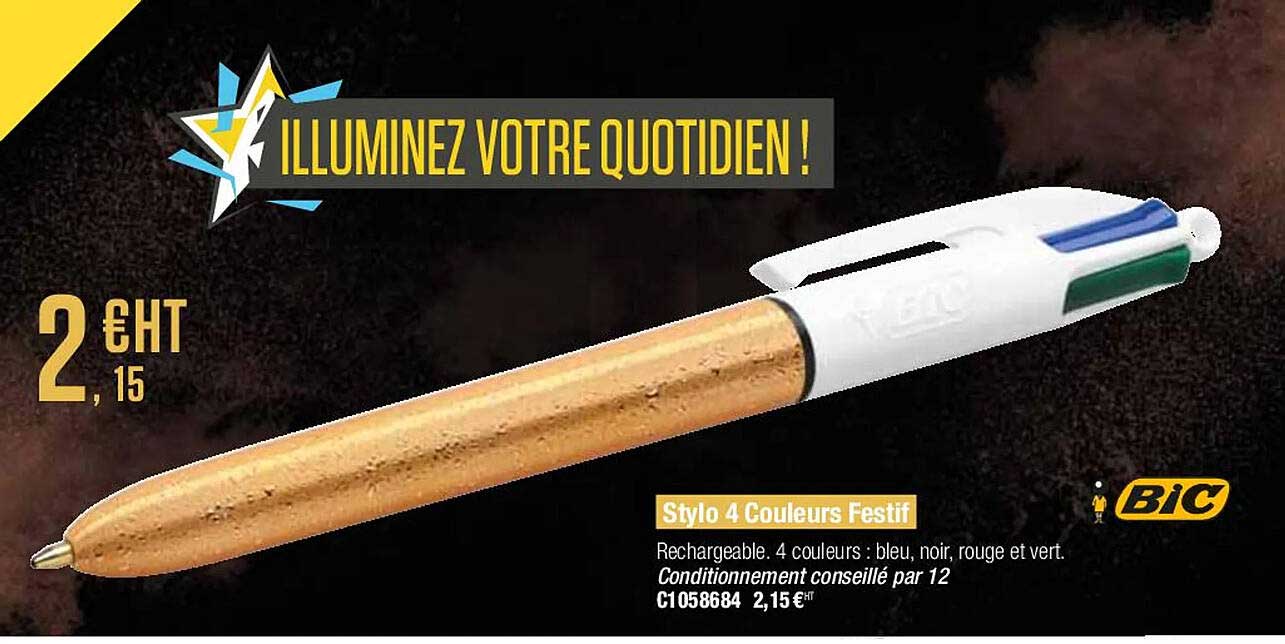stylo 4 couleurs festif bic