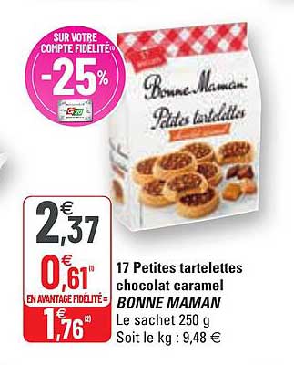 17 petites tartelettes chocolats caramel bonne maman