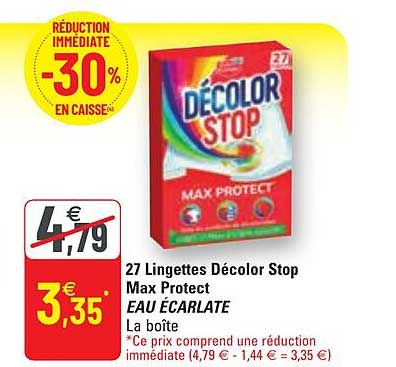 27 Lingettes Décolor Stop Max Protect Eau écarlate