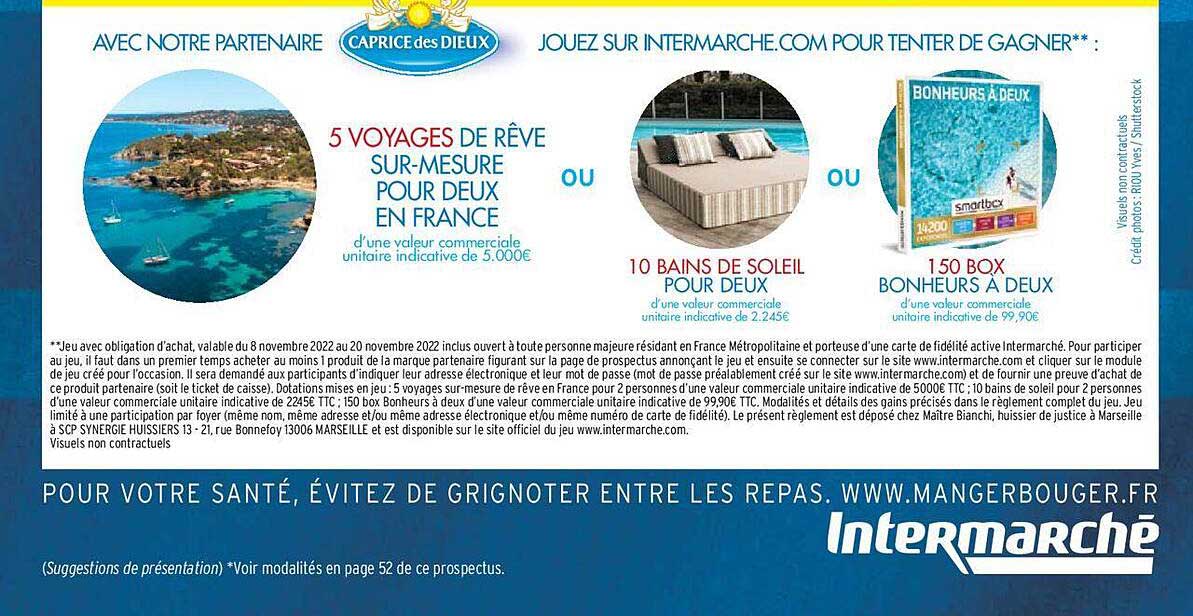 5 voyages de rêves sur-mesure pour deux en france ou 10 bains de soleil pour deux ou 150 box bonheurs à deux
