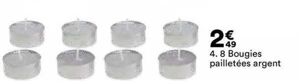 8 bougies pailletées argent