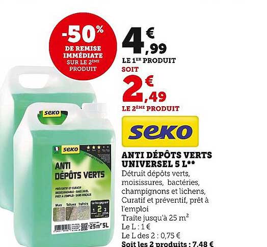 anti dépôts verts universel 5 l -50% de remise immédiate sur le 2ème produit