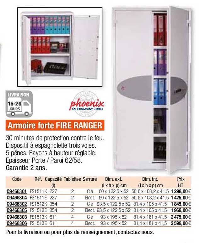 armoire forte fire ranger phoenix