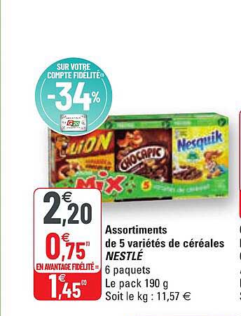 Assortiments De 5 Variétés De Céréales Nestlé
