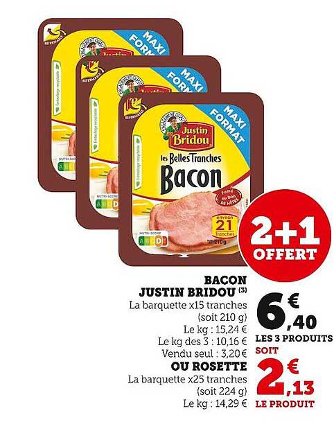 bacon justin bridou 2+1 offert