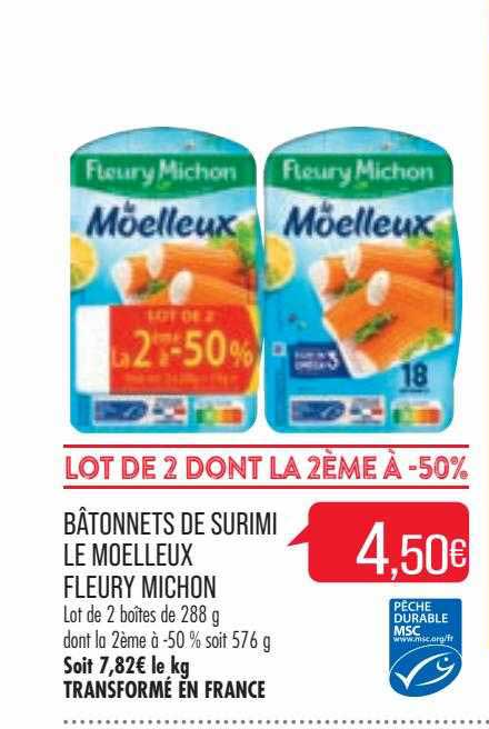 bâtonnets de surimi le moelleux fleury michon