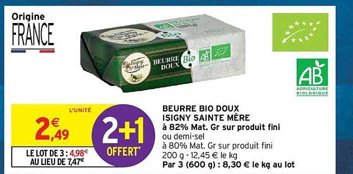 beurre bio doux isigny sainte mère