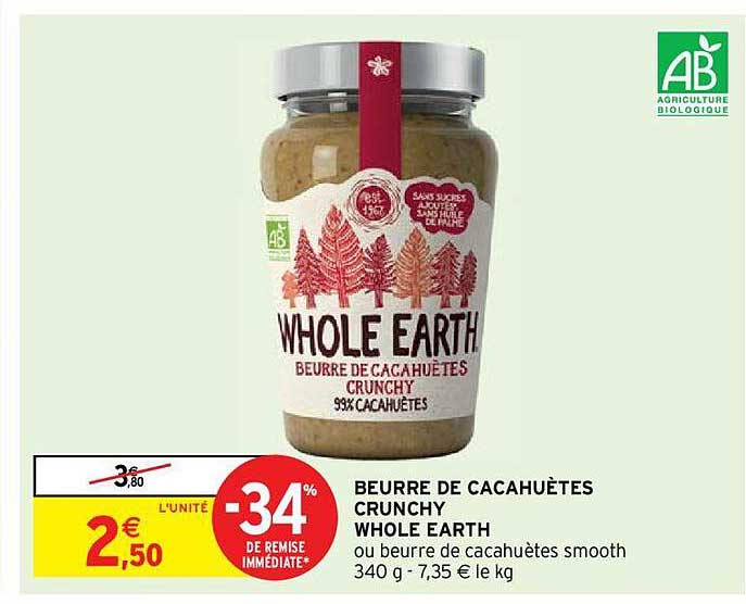 Beurre De Cacahuètes Crunchy Whole Earth