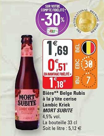 bière belge rubis à la p'tite cerise lambic kriek mort subite