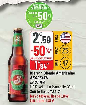 bière blonde américaine brooklyn east ipa