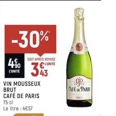 bin mousseux brut café de paris