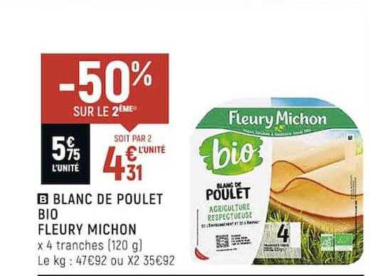 blanc de poulet bio fleury michon