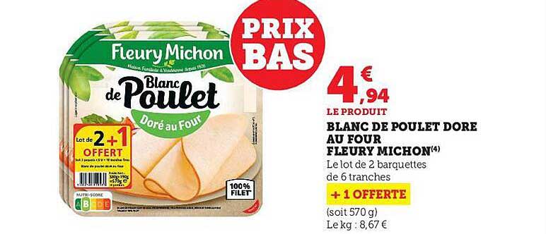 blanc de poulet doré au four fleury michon