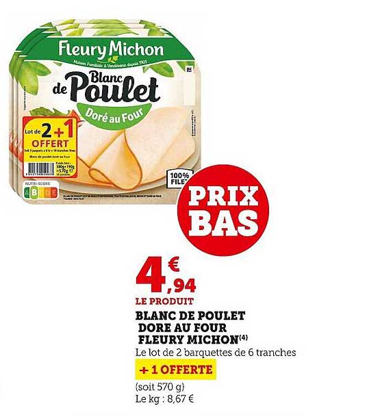 blanc de poulet dore au four fleury michon
