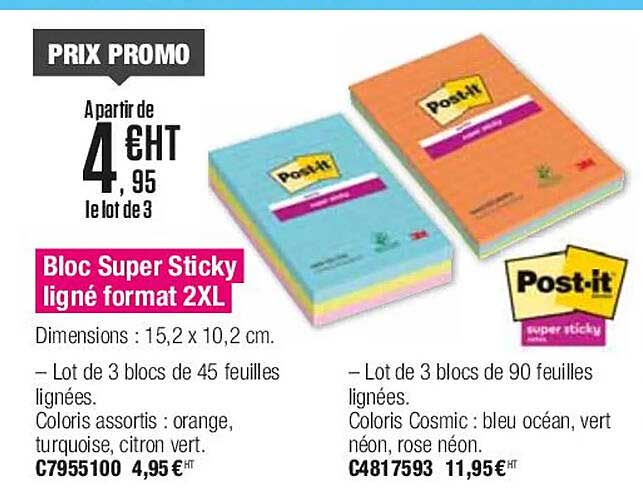 bloc super sticky ligné format 2xl post-it