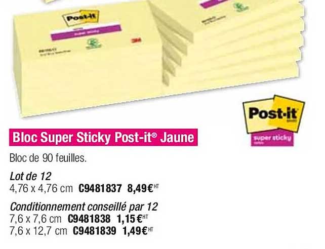 bloc super sticky post-it jaune