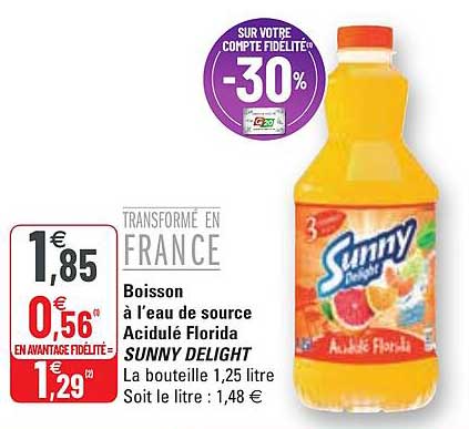 boisson à l'eau de source acidulé florida sunny delight
