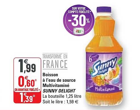 boisson à l'eau de source multivitaminé sunny delight
