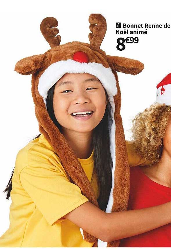 bonnet renne de noël animé