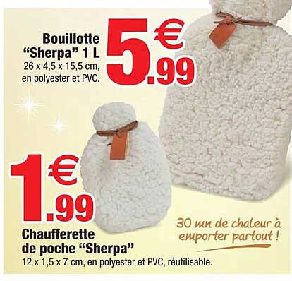 bouillotte "sherpa" 1l, chaufferette de poche "sherpa"