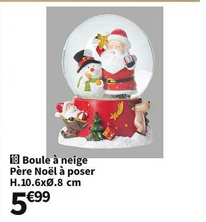 boule à neige père noël à poser h.10.6xø.8 cm