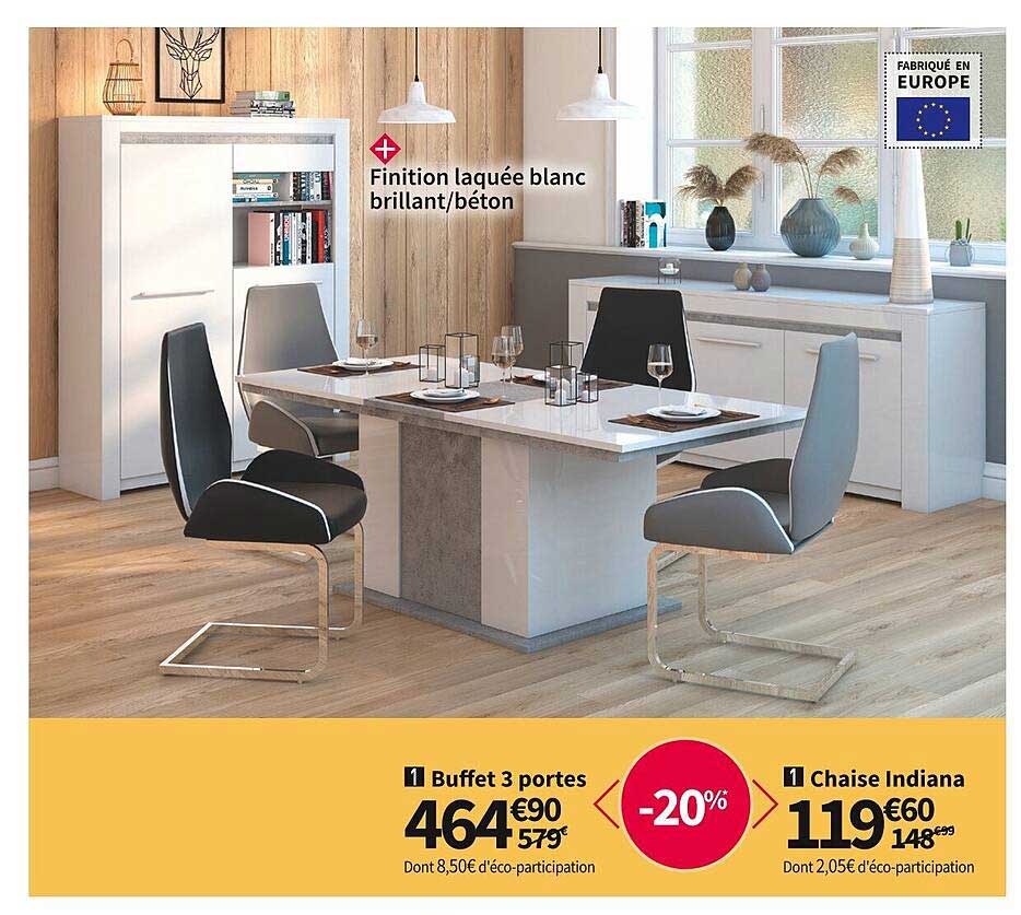 buffet 3 portes chaise indiana