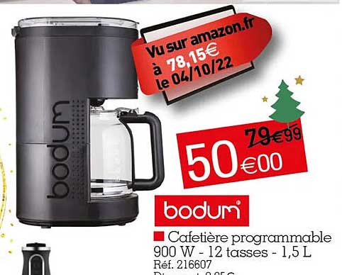 Cafetière Programmable 900 W - 12 Tasses - 1,5l Bodum