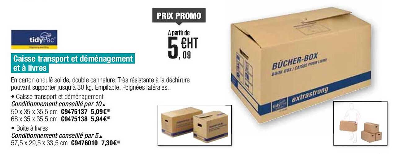 caisse transport et déménagement et à livres tidypac