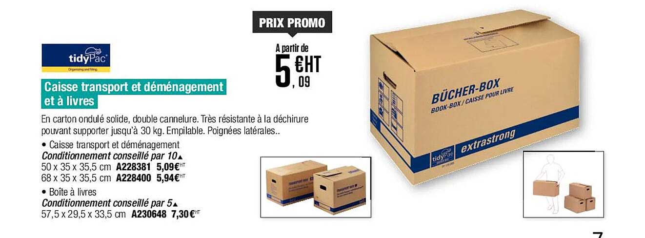 caisse transport et déménagement et à livres tidypac