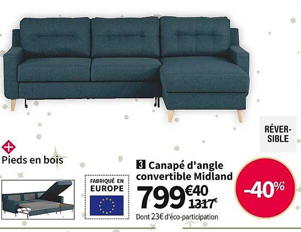 Canapé D'angle Convertible Midland