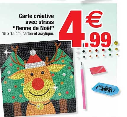 Carte Créative Avec Strass "renne De Noël"