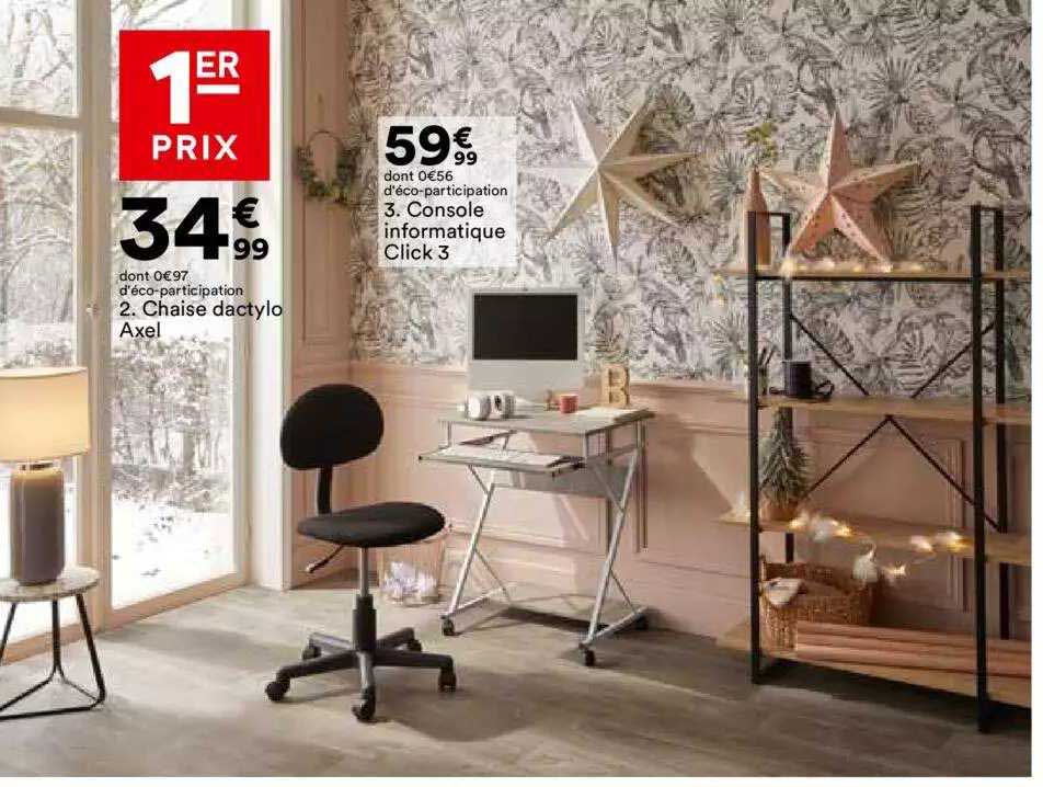 chaise dactylo axel console informatique click 3