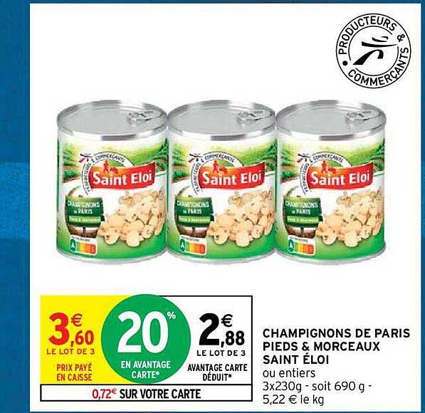 champignons de paris pieds & morceaux saint éloi