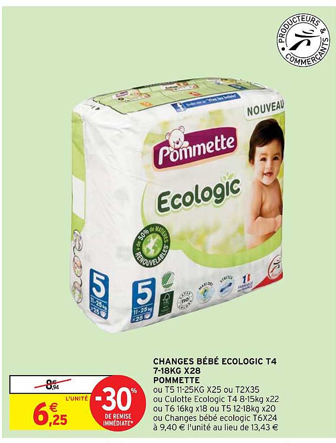 Changes Bébé Ecologie T4 7-18 Kg X28 Pommette