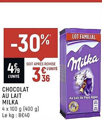 chocolat au lait milka