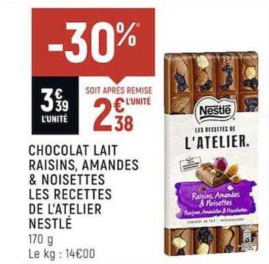 chocolat lait raisins, amandes & noisettes les recettes de l'atelier nestlé