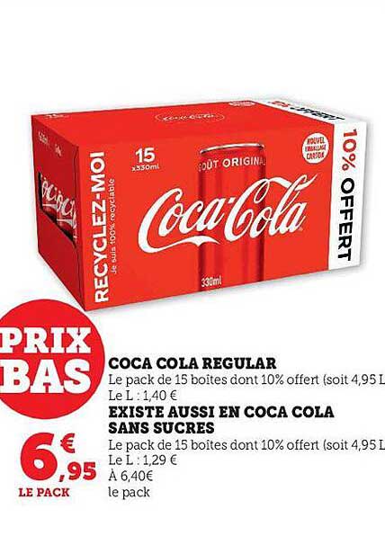 coca cola regular existe aussi en coca cola sans sucres