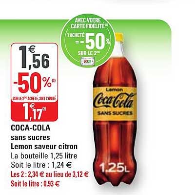 coca-cola sans sucres lemon saveur citron