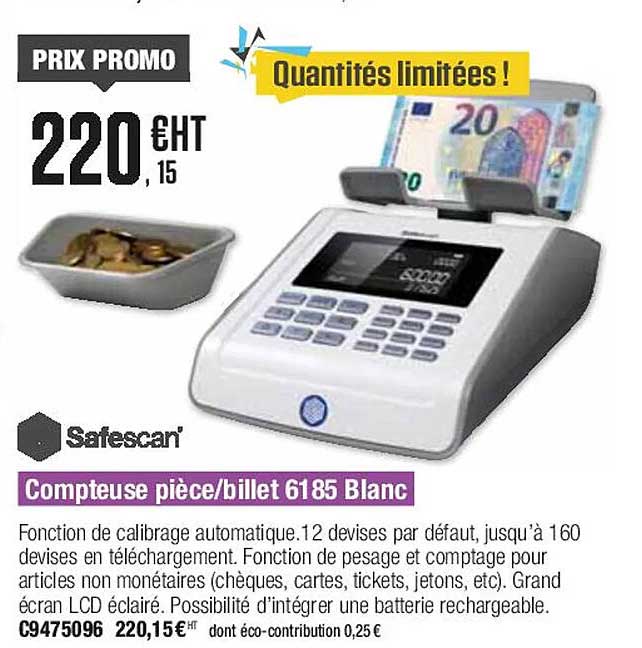 compteuse pièce-billet 6185 blanc safescan
