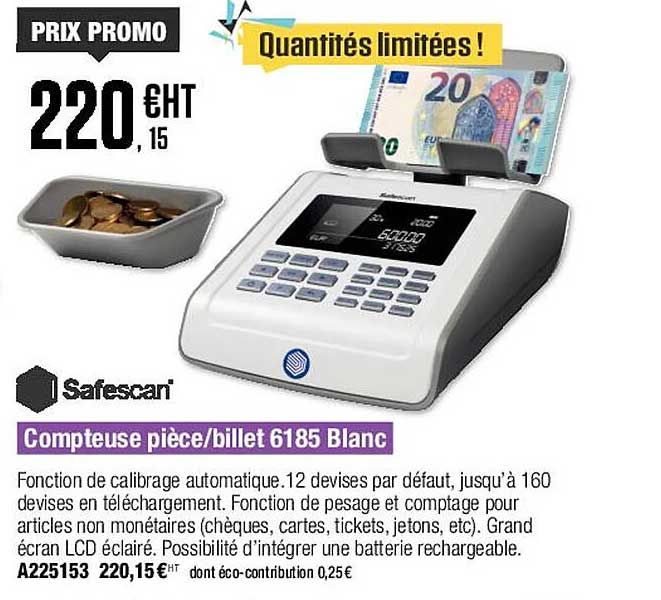 compteuse pièce-billet 6185 blanc safescan