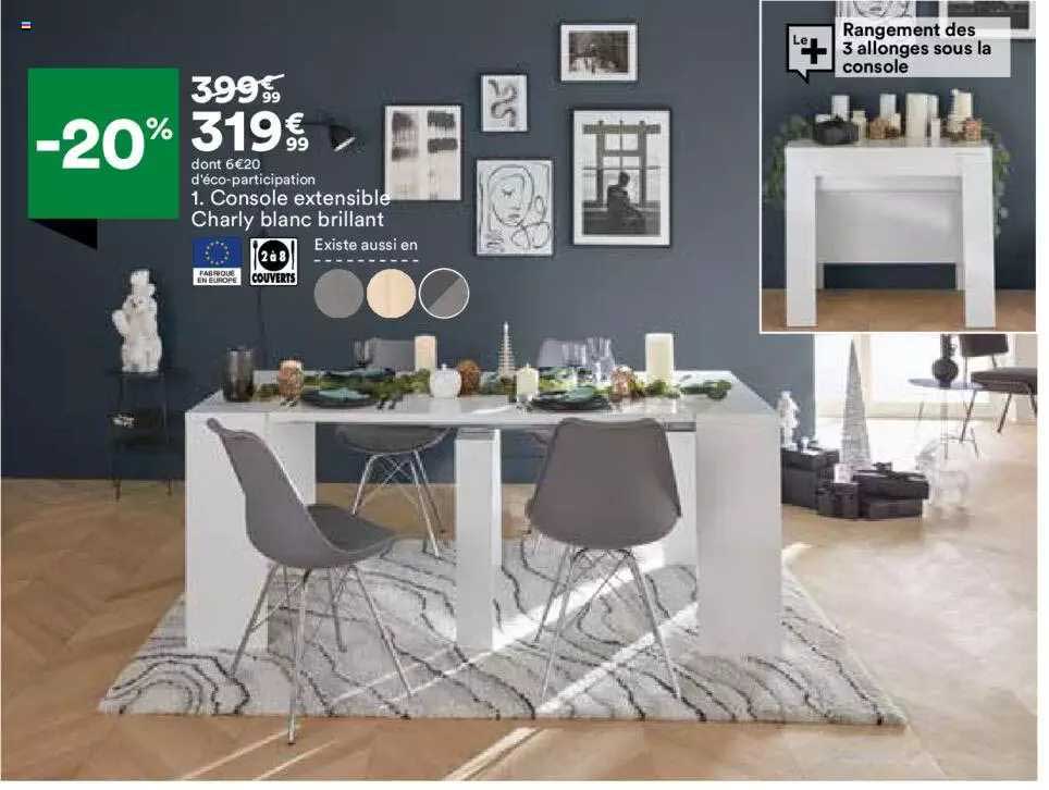 console extensible charly blanc brillant