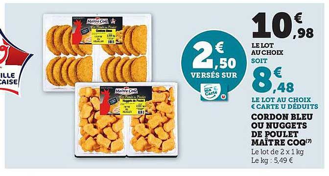 cordon bleu ou nuggets de poulet maître coq
