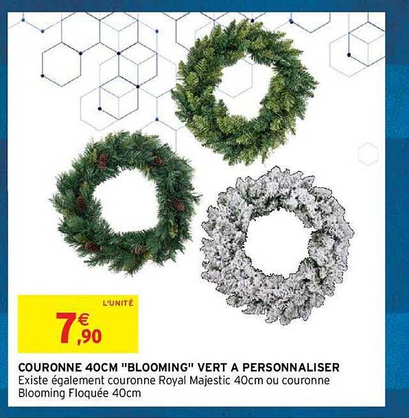 couronne 40 cm "blooming" vert à personnaliser