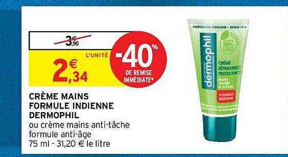 crème mains formule indienne dermophil