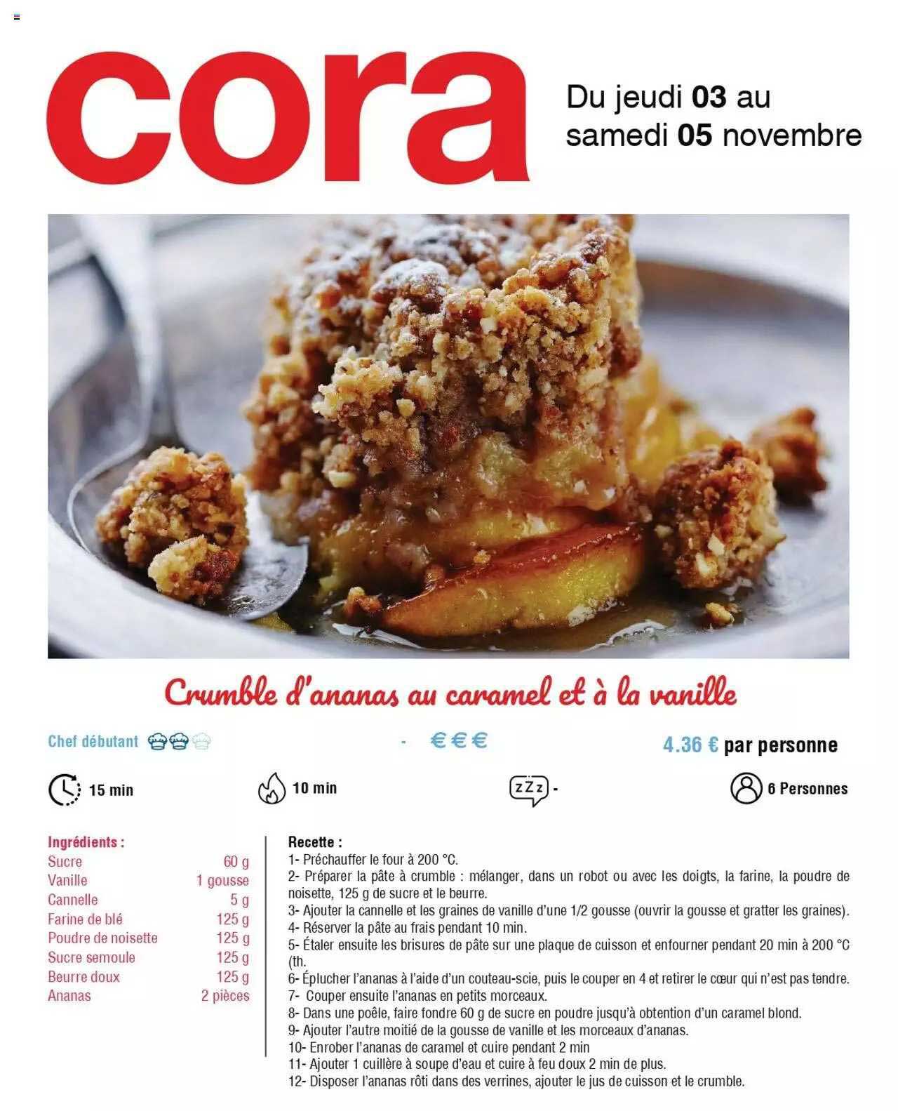 crumble d'ananas au caramel et à la vanille