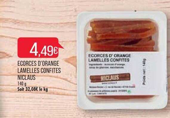 ecorces d'orange lamelles confites niclaus
