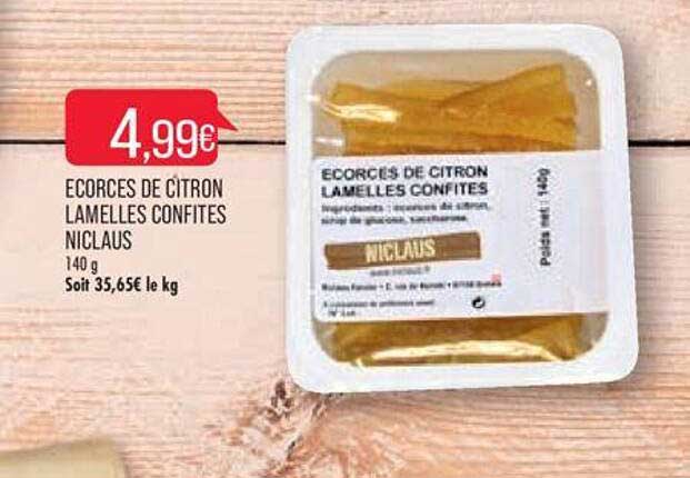 ecorces de citron lamelles confites niclaus